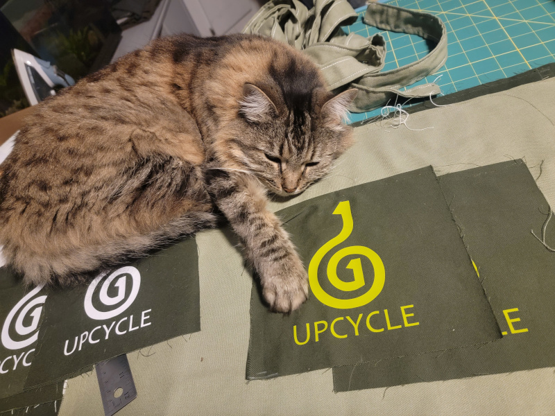 My Cat Laying on fabric I'm trying to work with